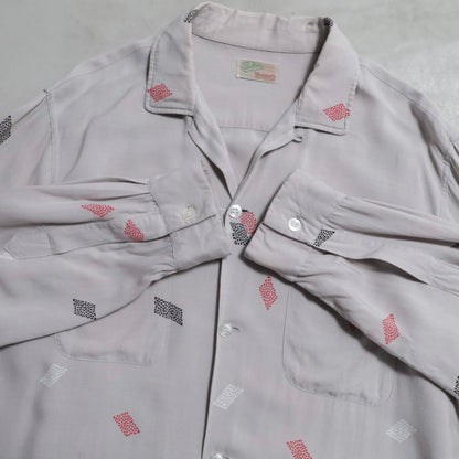 CAVALIER CASUALS ATOMIC PATTERN RAYON SHIRT (LARGE/GOOD CONDITION)