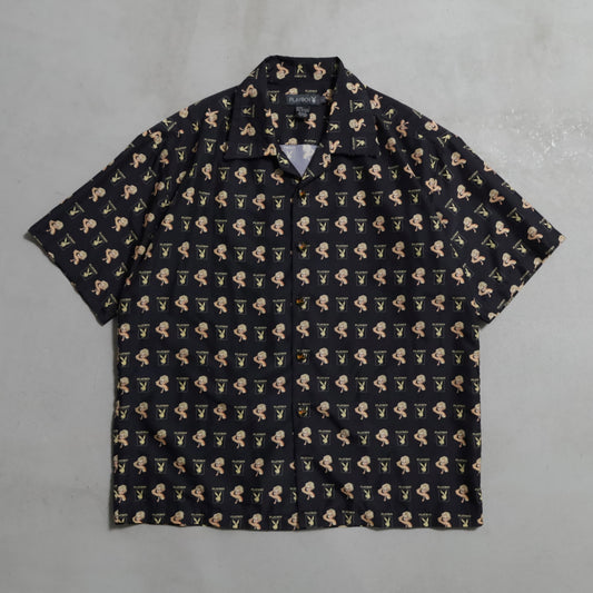 PLAYBOY ALL-OVER PATTERN S/S SHIRT (LARGE/MINT CONDITION)