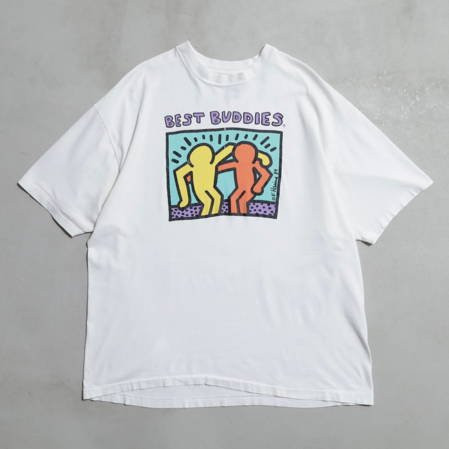 KEITH HARING "BEST BUDDIES" ART T-SHIRT (XLARGE/GOOD CONDITION)