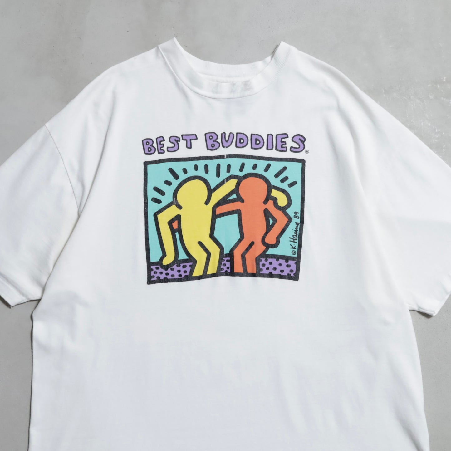 KEITH HARING "BEST BUDDIES" ART T-SHIRT (XLARGE/GOOD CONDITION)
