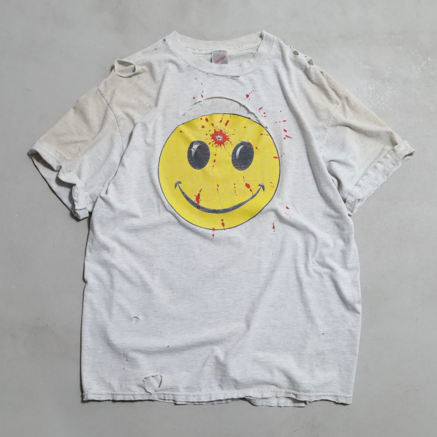 GUN SHOT SMILE FACE T-SHIRT (XLARGE/GOOD DAMAGE)