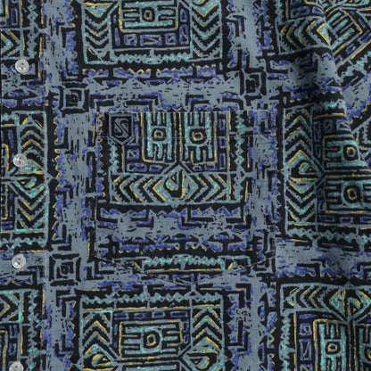 QUIKSILVER ALL-OVER PATTERN S/S B.D. SHIRT (XLARGE/GOOD CONDITION)