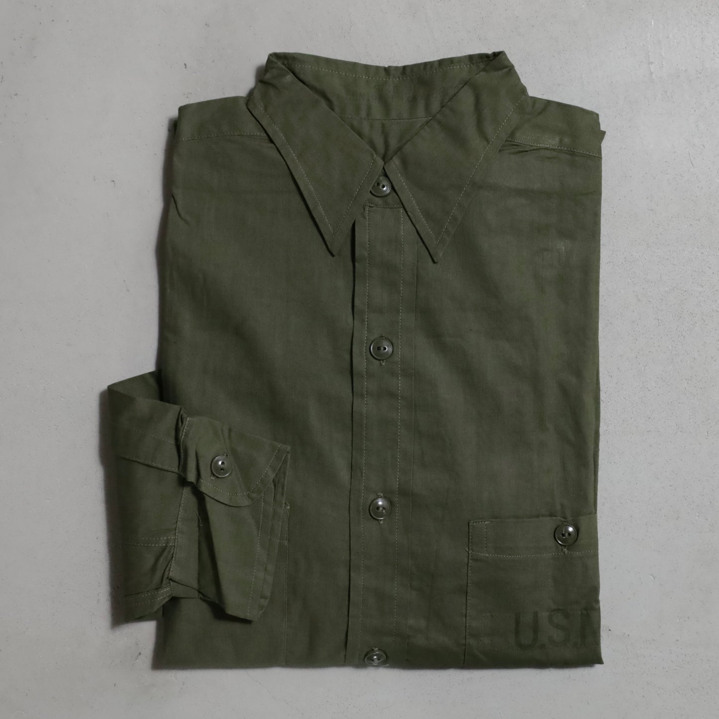 DEAD STOCK U.S.NAVY COTTON POPLIN UTILITY SHIRT (SIZE 15)