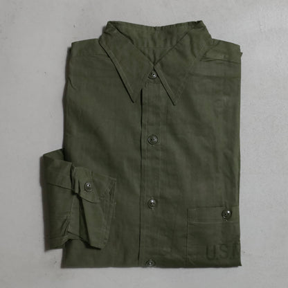 DEAD STOCK U.S.NAVY COTTON POPLIN UTILITY SHIRT (SIZE 15)