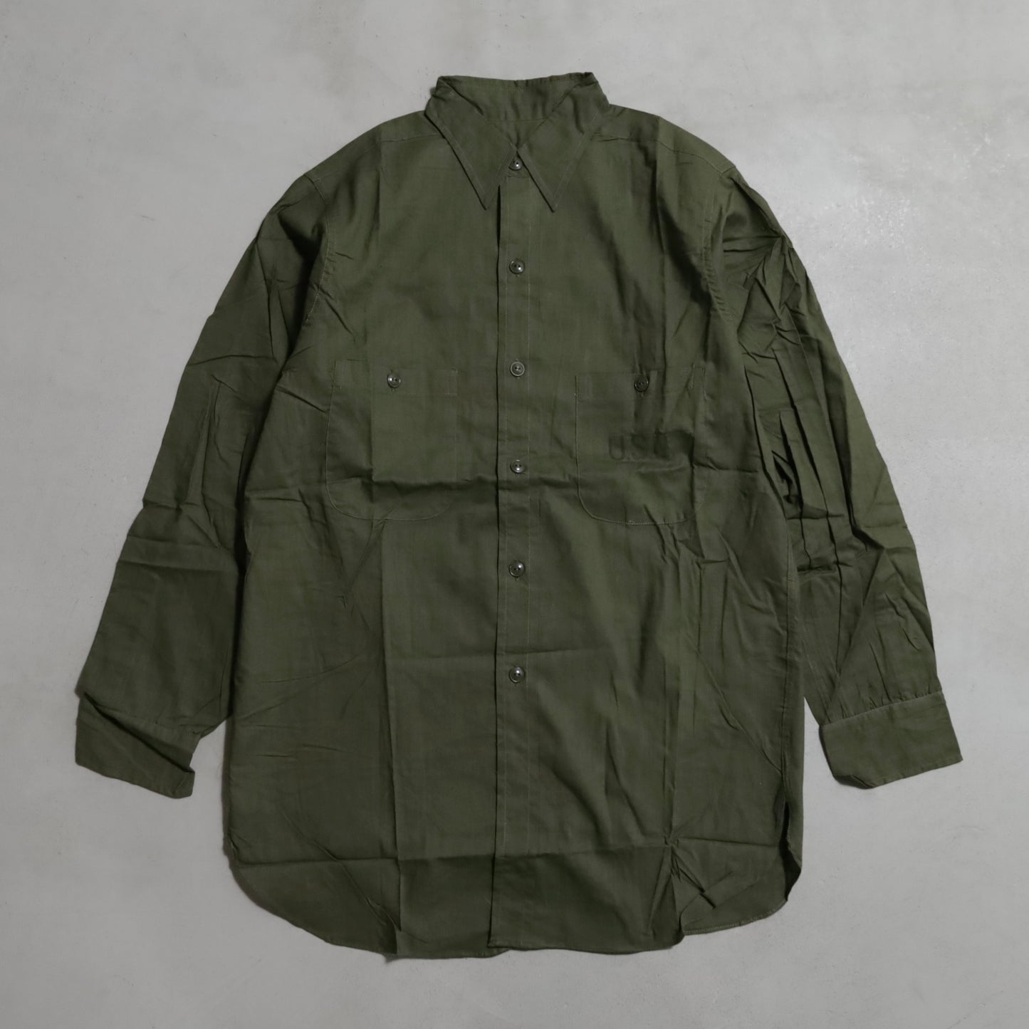 DEAD STOCK U.S.NAVY COTTON POPLIN UTILITY SHIRT (SIZE 15)