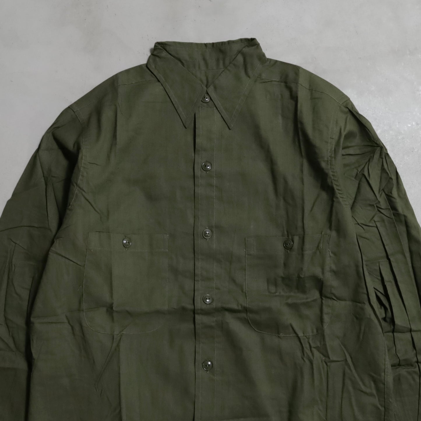 DEAD STOCK U.S.NAVY COTTON POPLIN UTILITY SHIRT (SIZE 15)