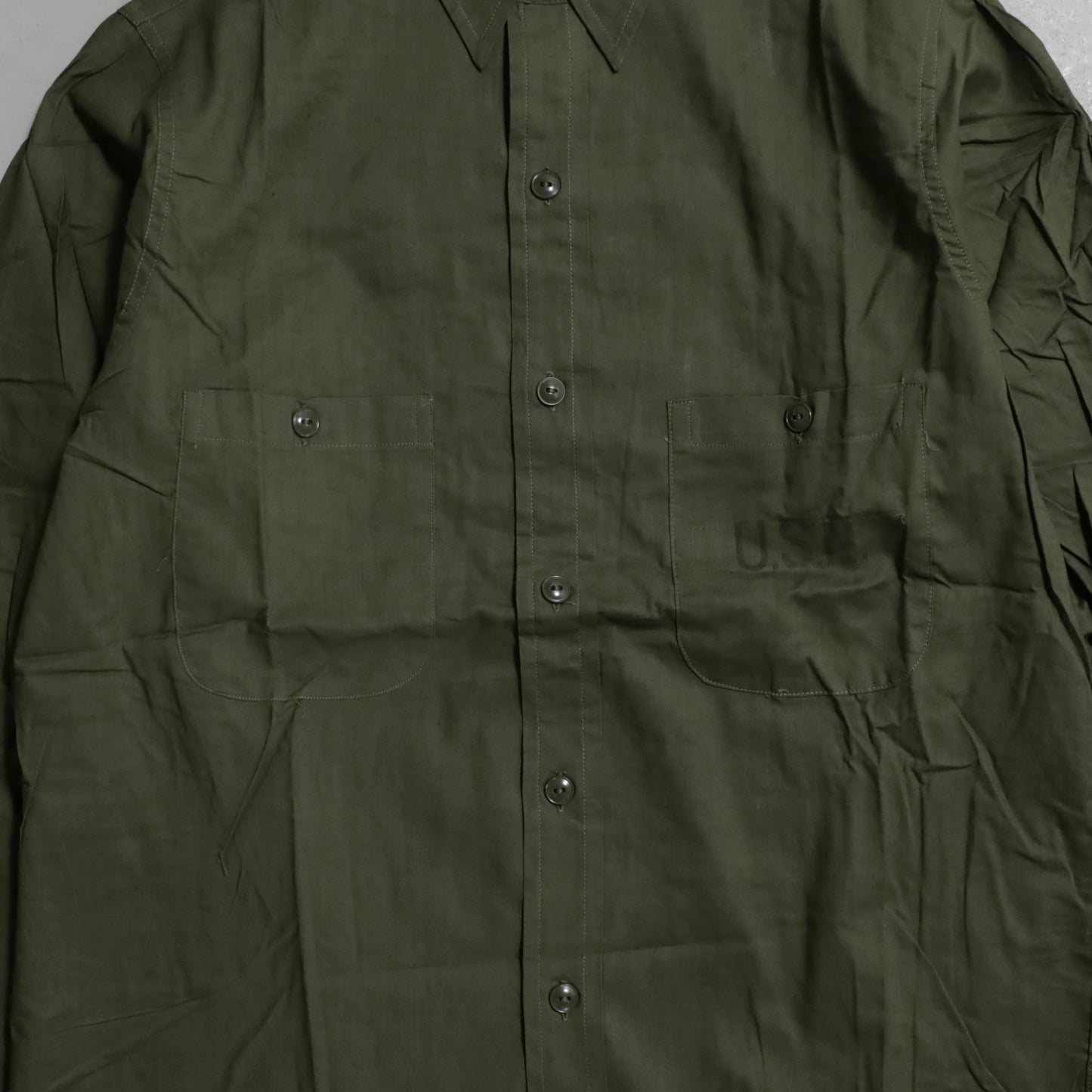 DEAD STOCK U.S.NAVY COTTON POPLIN UTILITY SHIRT (SIZE 15)