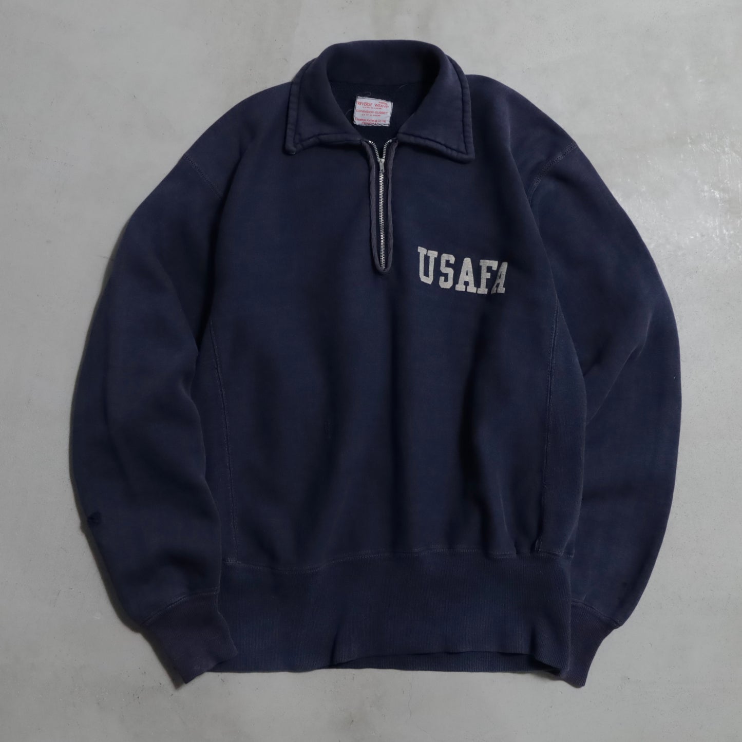 CHAMPION USAFA HALF ZIP REVERSE WEAVE SWEAT SHIRT (TATAKI TAG/MIDIUM/GOOD USED CONDITION)