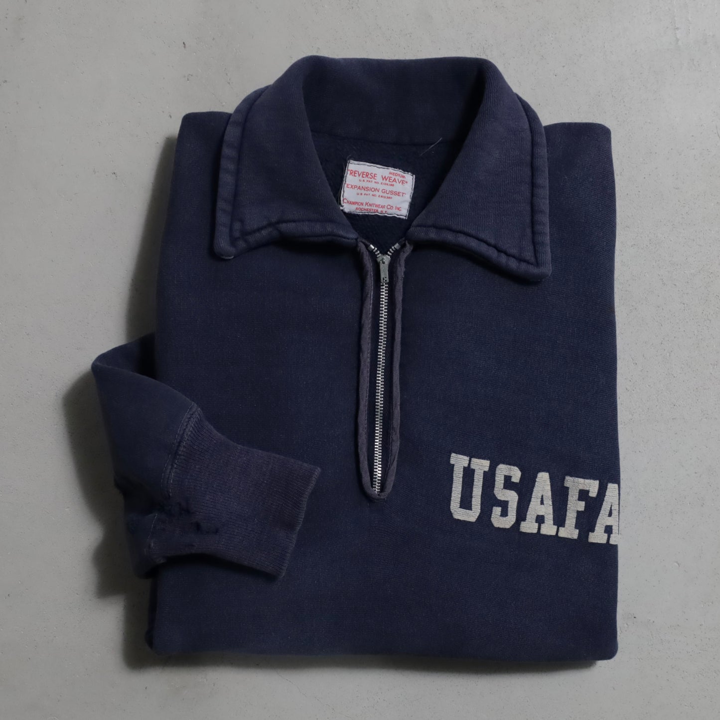 CHAMPION USAFA HALF ZIP REVERSE WEAVE SWEAT SHIRT (TATAKI TAG/MIDIUM/GOOD USED CONDITION)