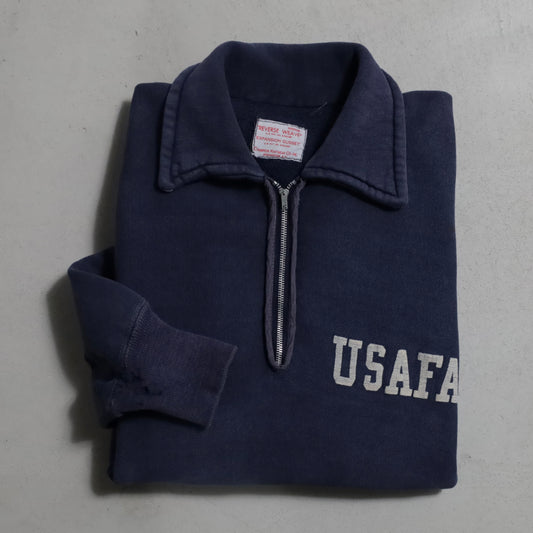 CHAMPION USAFA HALF ZIP REVERSE WEAVE SWEAT SHIRT (TATAKI TAG/MIDIUM/GOOD USED CONDITION)