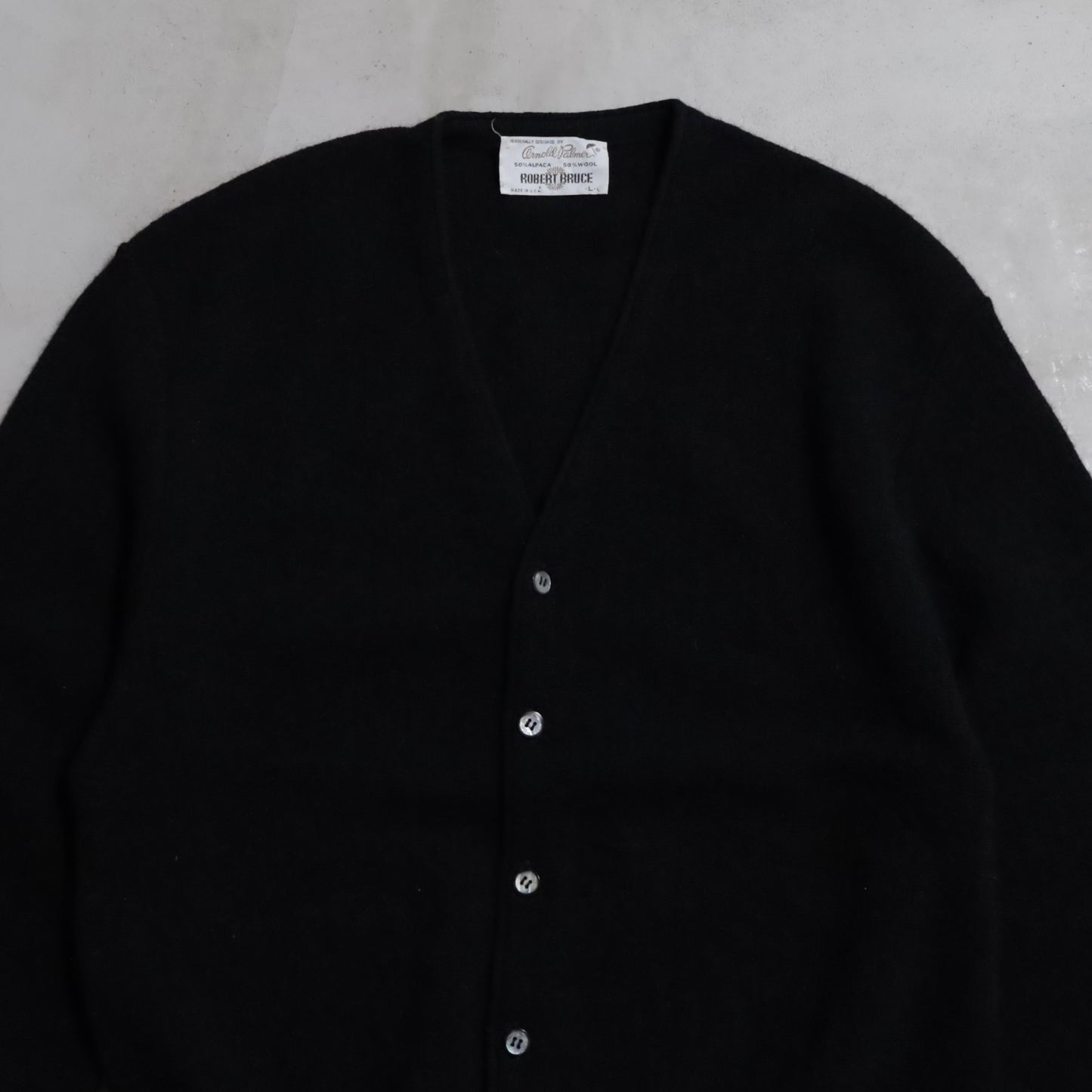 ROBERT BRUCE BLACK ALPACA CARDIGAN (LARGE/GOOD CONDITION)
