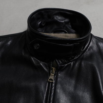 POLO BY RALPH LAUREN LEATHER JACKET WITH CHINSTRAP (BLACK/LARGE/GOOD CONDITION)