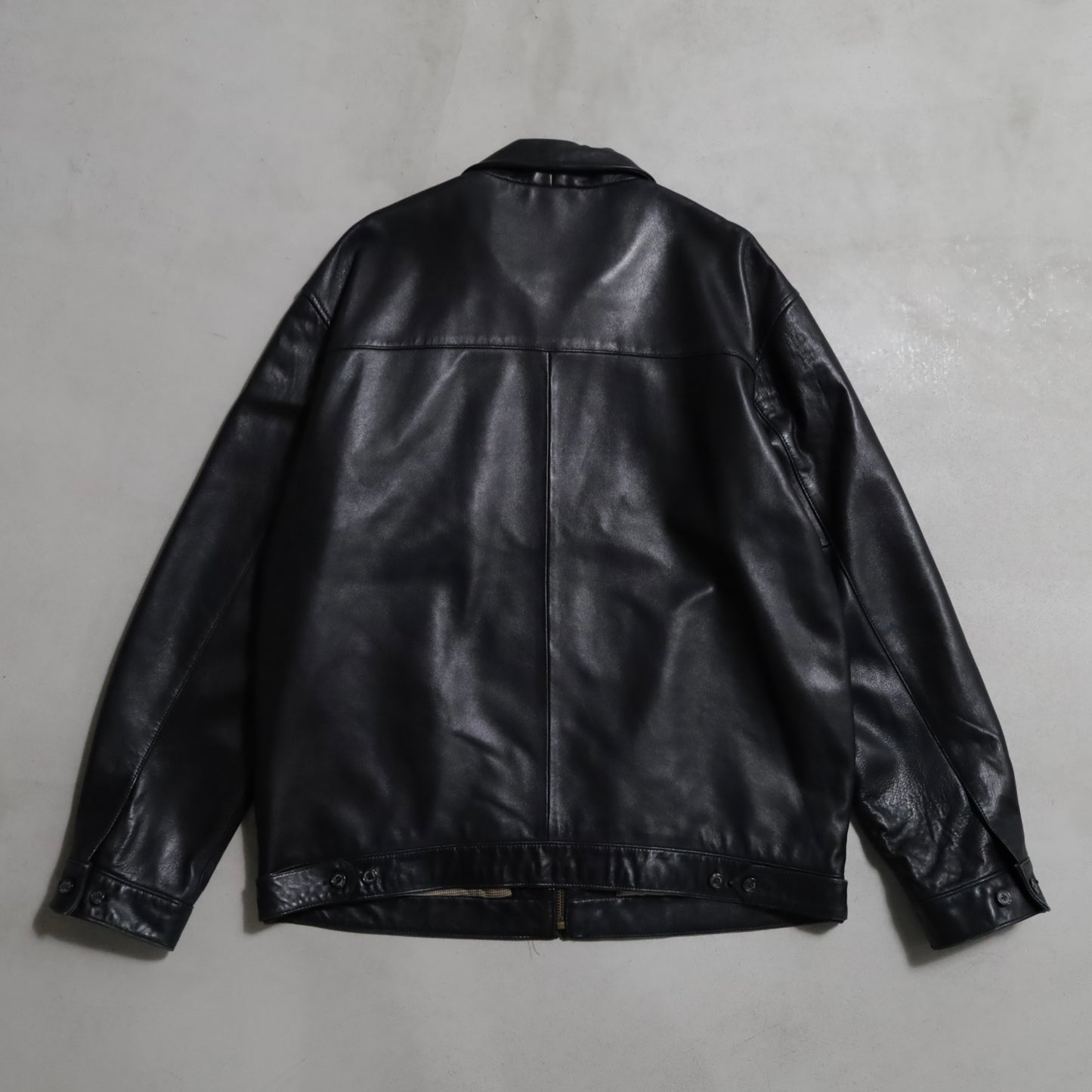POLO BY RALPH LAUREN LEATHER JACKET WITH CHINSTRAP (BLACK/LARGE/GOOD CONDITION)