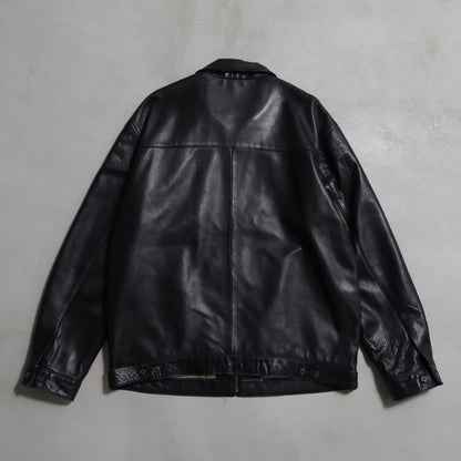 POLO BY RALPH LAUREN LEATHER JACKET WITH CHINSTRAP (BLACK/LARGE/GOOD CONDITION)