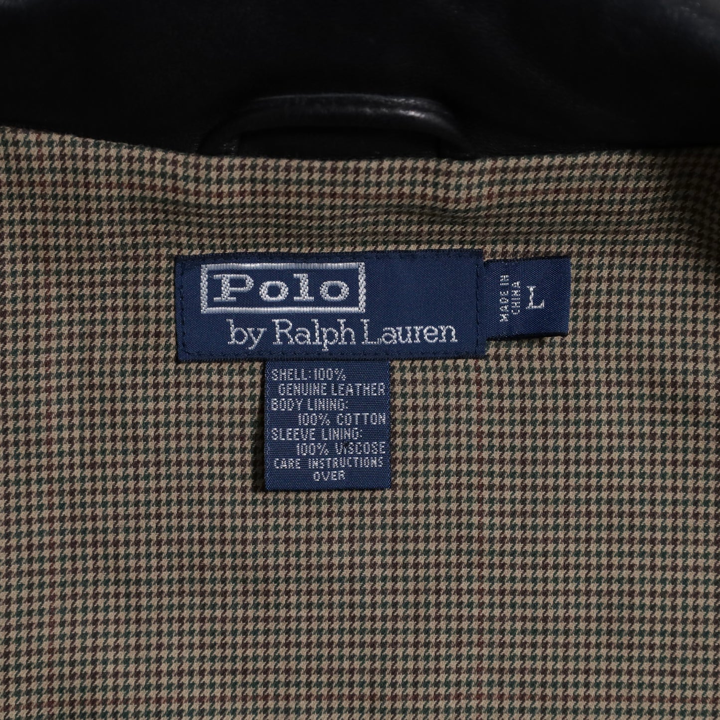 POLO BY RALPH LAUREN LEATHER JACKET WITH CHINSTRAP (BLACK/LARGE/GOOD CONDITION)