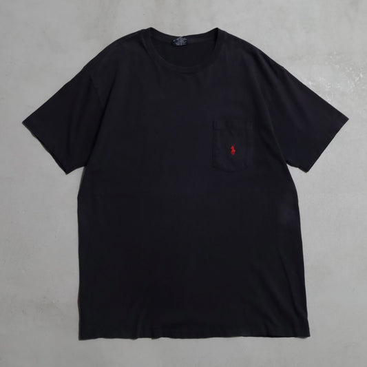 POLO BY RALPH LAUREN BLACK PLAIN T-SHIRT (ONE POCKET/MEDIUM/GOOD CONDITION)