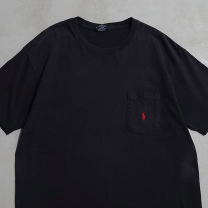 POLO BY RALPH LAUREN BLACK PLAIN T-SHIRT (ONE POCKET/MEDIUM/GOOD CONDITION)