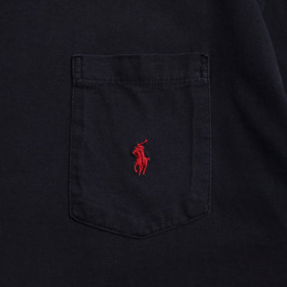 POLO BY RALPH LAUREN BLACK PLAIN T-SHIRT (ONE POCKET/MEDIUM/GOOD CONDITION)
