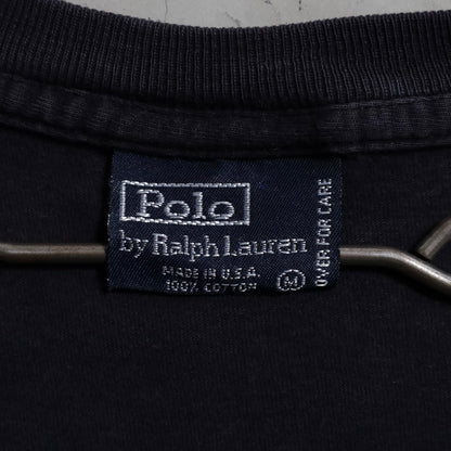 POLO BY RALPH LAUREN BLACK PLAIN T-SHIRT (ONE POCKET/MEDIUM/GOOD CONDITION)