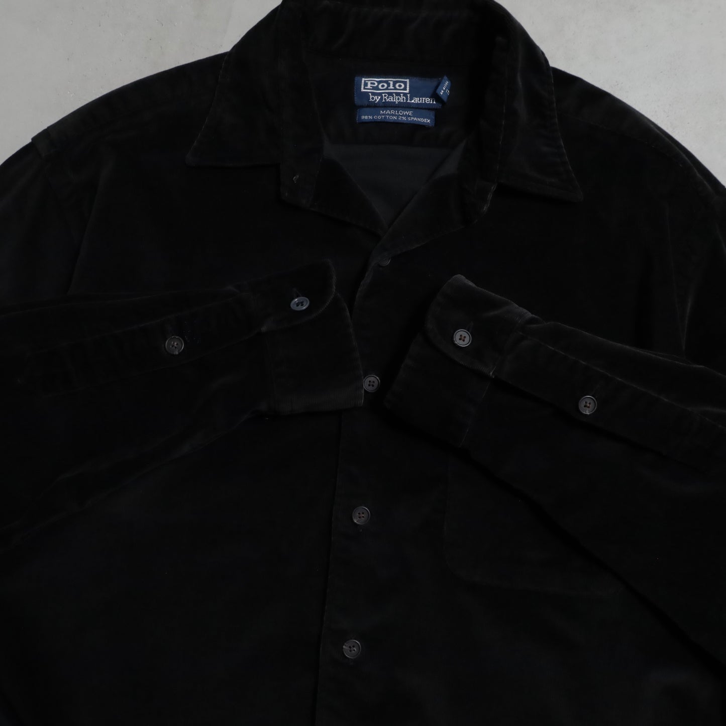 POLO BY RALPH LAUREN BLACK CORDUROY SHIRT (MEDIUM/GOOD CONDITION)