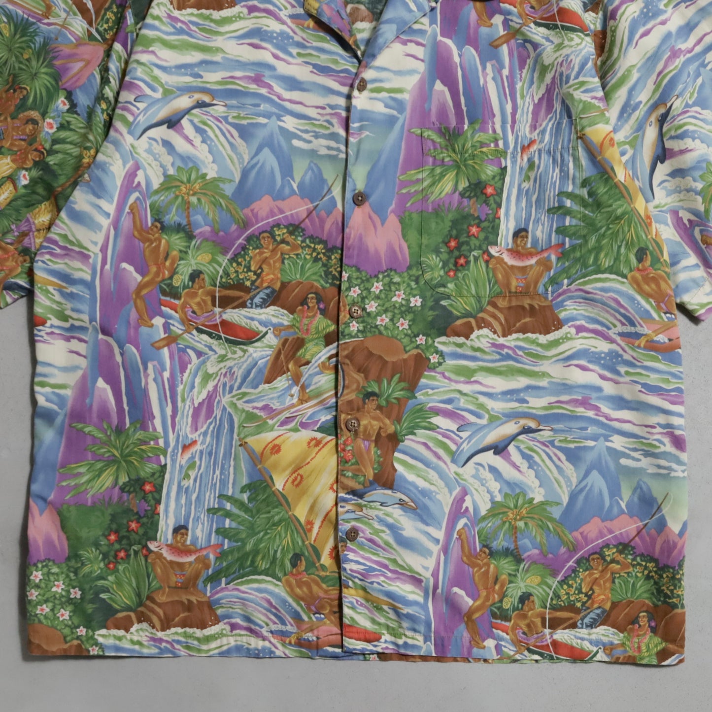 PATALOHA "MATSON MENU PATTERN" HAWAIIAN SHIRT (1994's/BY EUGENE SAVAGE/VERY GOOD CONDITION)
