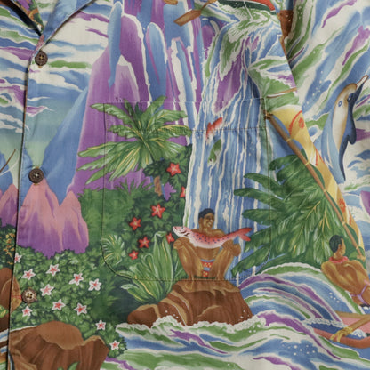 PATALOHA "MATSON MENU PATTERN" HAWAIIAN SHIRT (1994's/BY EUGENE SAVAGE/VERY GOOD CONDITION)