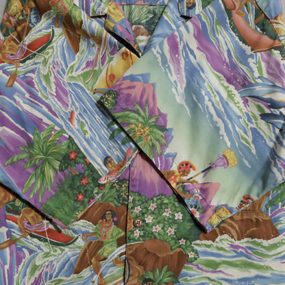 PATALOHA "MATSON MENU PATTERN" HAWAIIAN SHIRT (1994's/BY EUGENE SAVAGE/VERY GOOD CONDITION)