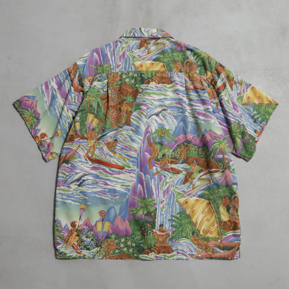 PATALOHA "MATSON MENU PATTERN" HAWAIIAN SHIRT (1994's/BY EUGENE SAVAGE/VERY GOOD CONDITION)