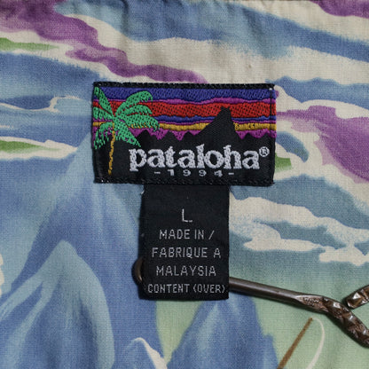 PATALOHA "MATSON MENU PATTERN" HAWAIIAN SHIRT (1994's/BY EUGENE SAVAGE/VERY GOOD CONDITION)