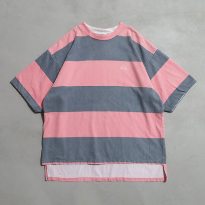 QUIKSILVER WIDE STRIPED PATTERN T-SHIRT (LARGE/GOOD CONDITION)