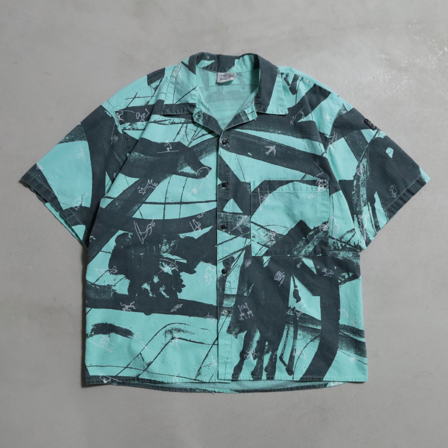 JIMMY'S ALL-OVER PATTERN S/S SHIRT (SMALL/GOOD CONDITION)