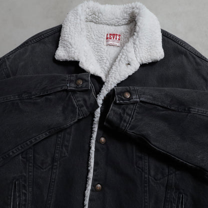 LEVI'S 70609-0270 BLACK DENIM BOA RANCH JACKET (LARGE/GOOD CONDITION)