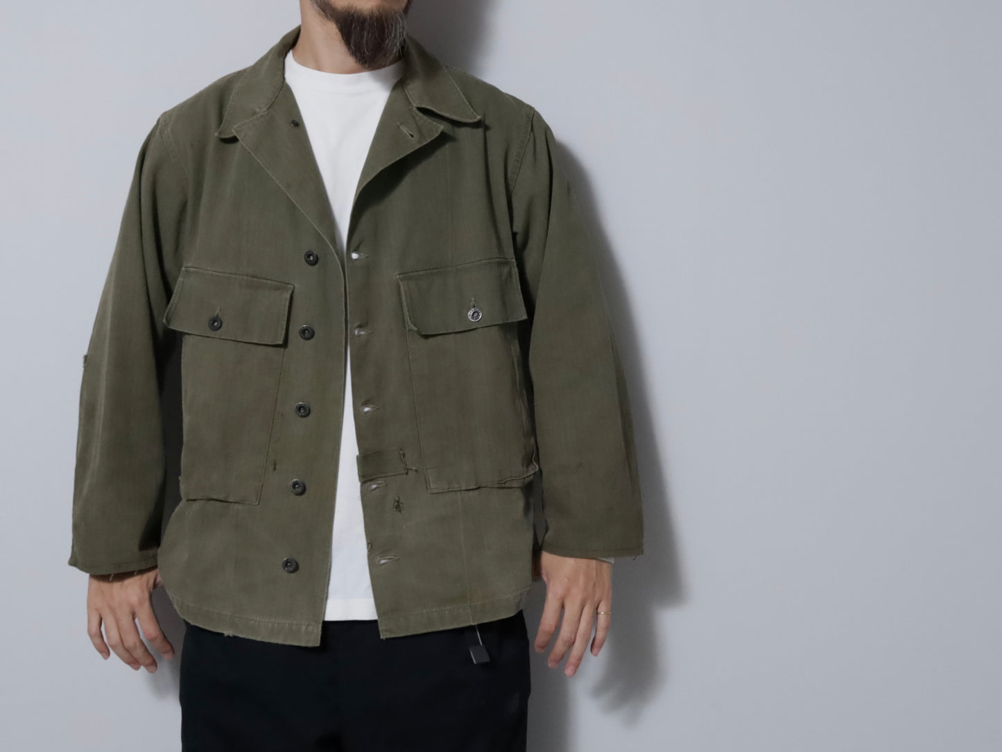 WWII U.S.NAVY HBT UTILITY JACKET (DOWN POCKET/GOOD CONDITION)