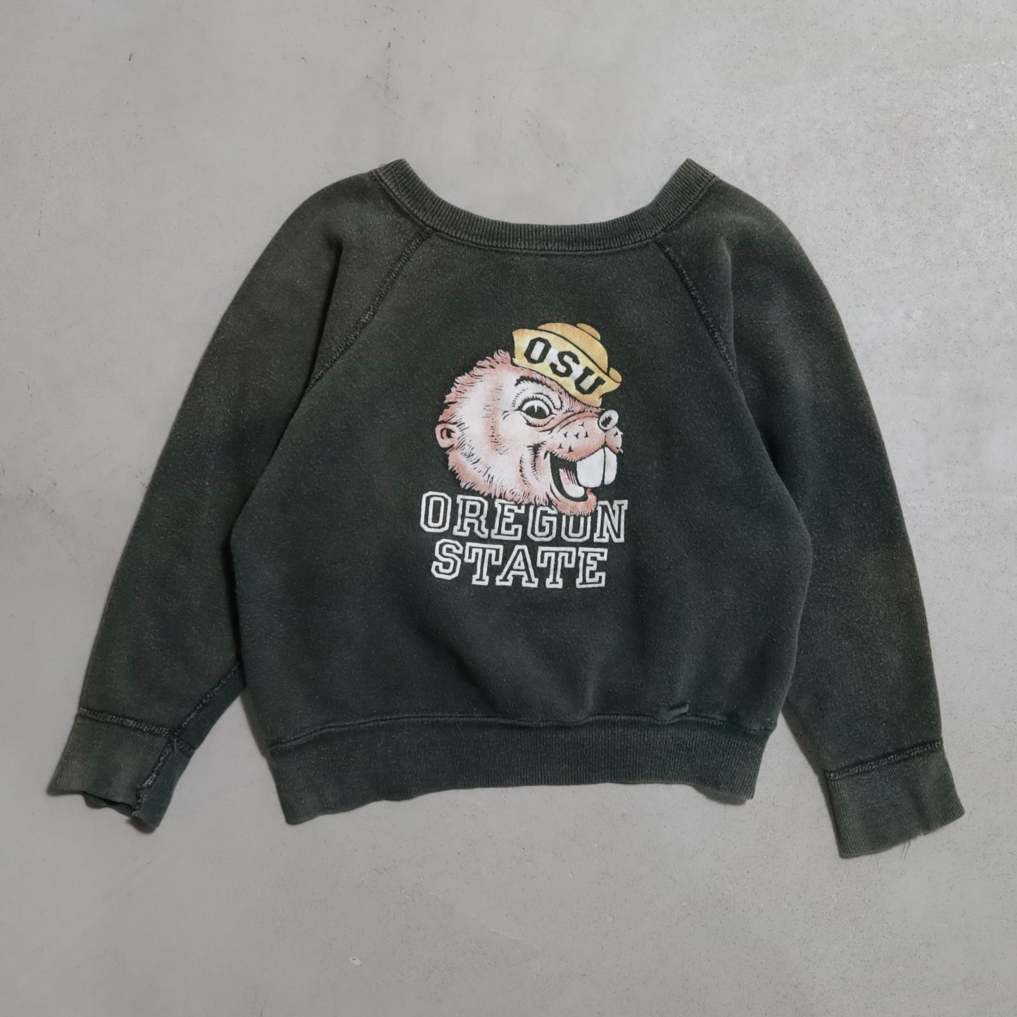 COLLEGIATE PACIFIC ”OREGON STATE" COLOR FLOCKY SWEAT SHIRT (KIDS/SMALL/GOOD CONDITION)