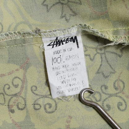 STUSSY ALL-OVER PATTERN RAYON LOOP COLLAR SHIRT (SMALL/VERY GOOD CONDITION)
