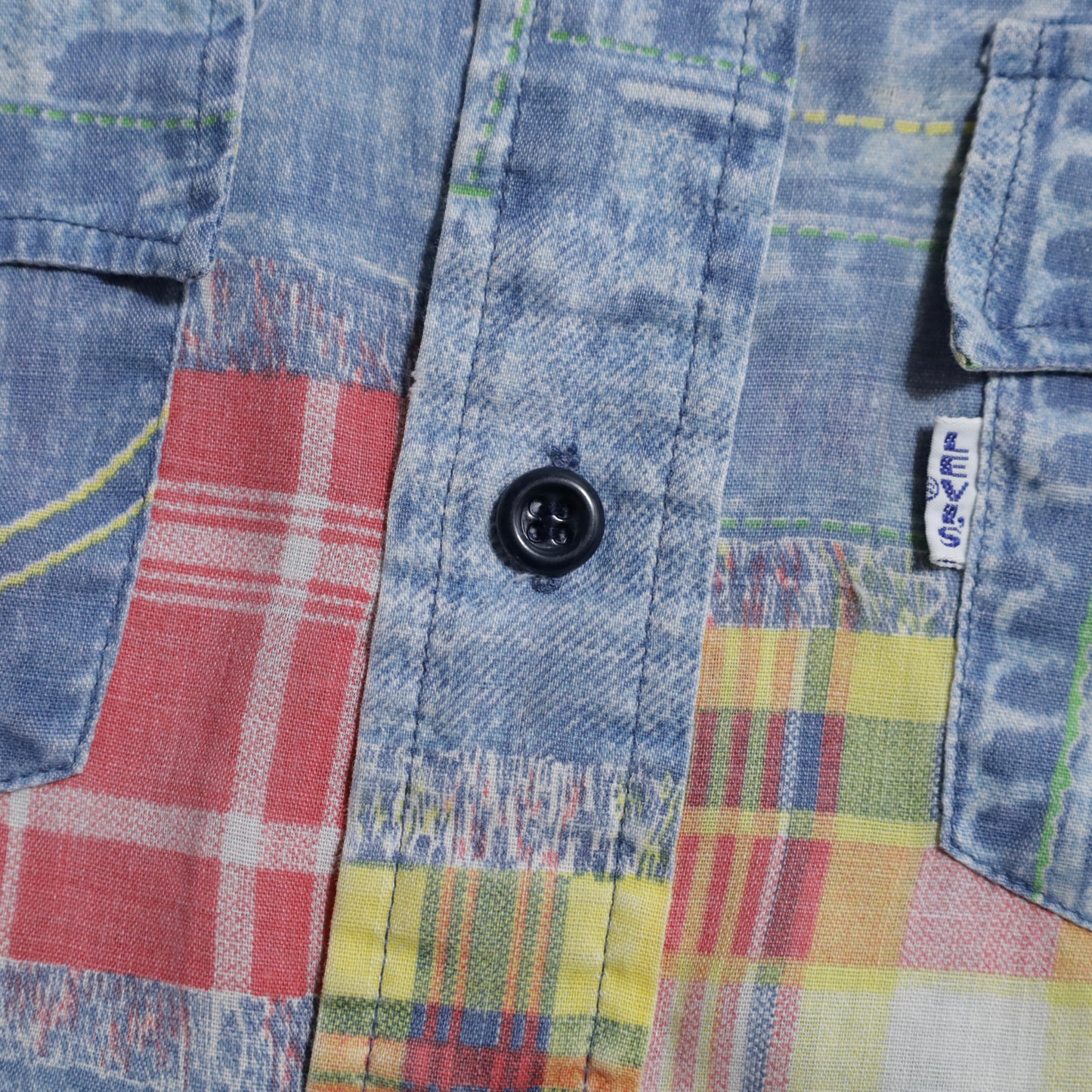 LEVI'S BIGE PRINT PATCHWORK SHIRT (SIZE 10/SADDLEMAN TAG/GOOD CONDITION)