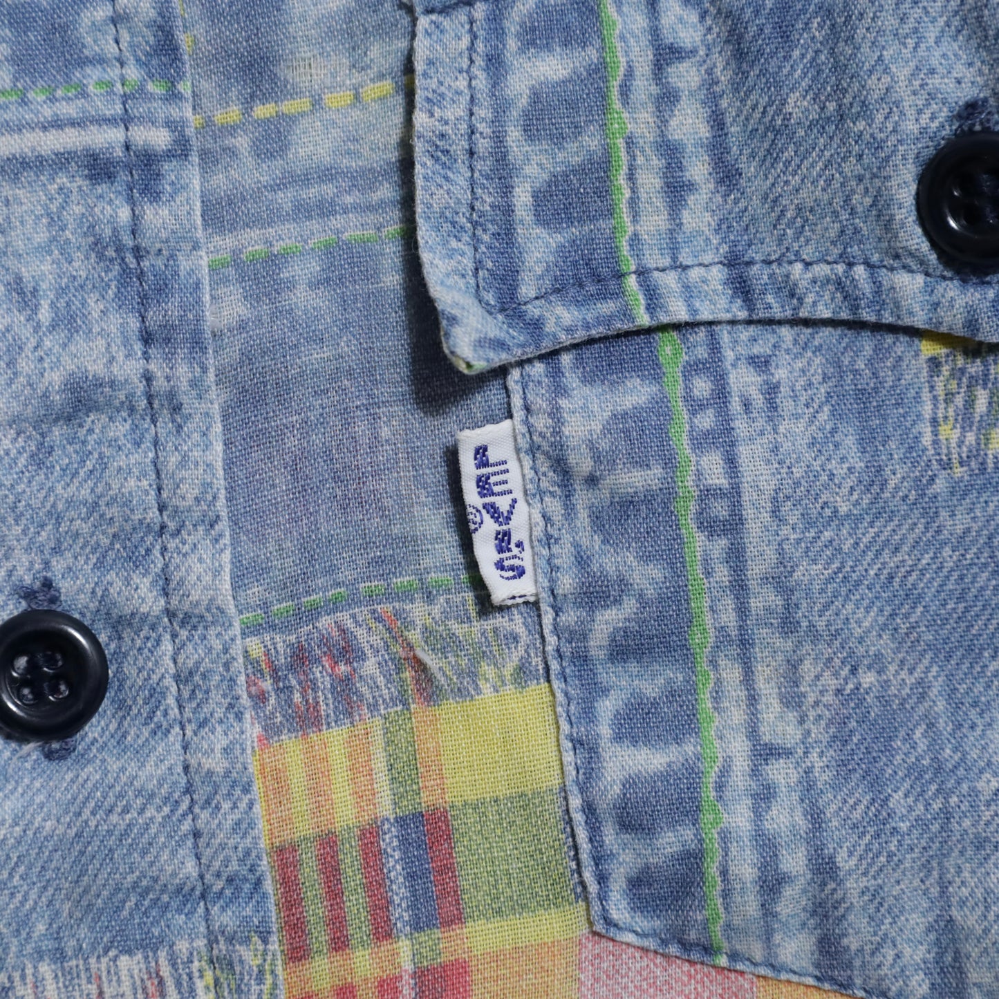 LEVI'S BIGE PRINT PATCHWORK SHIRT (SIZE 10/SADDLEMAN TAG/GOOD CONDITION)
