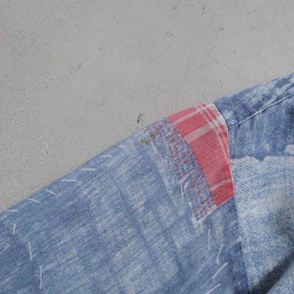 LEVI'S BIGE PRINT PATCHWORK SHIRT (SIZE 10/SADDLEMAN TAG/GOOD CONDITION)