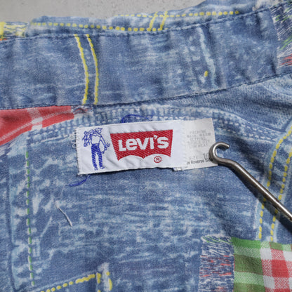 LEVI'S BIGE PRINT PATCHWORK SHIRT (SIZE 10/SADDLEMAN TAG/GOOD CONDITION)