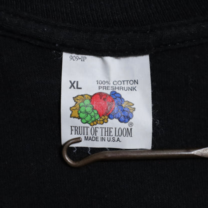 FRUIT OF THE LOOM BLACK PLAIN T-SHIRT (ONE POCKET/XLARGE/GOOD CONDITION)