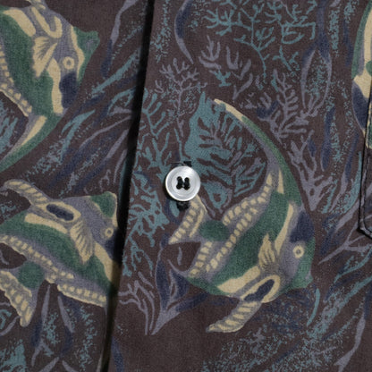STUSSY ALL-OVER PATTERN LOOP COLLAR SHIRT (MEDIUM/VERY GOOD CONDITION)