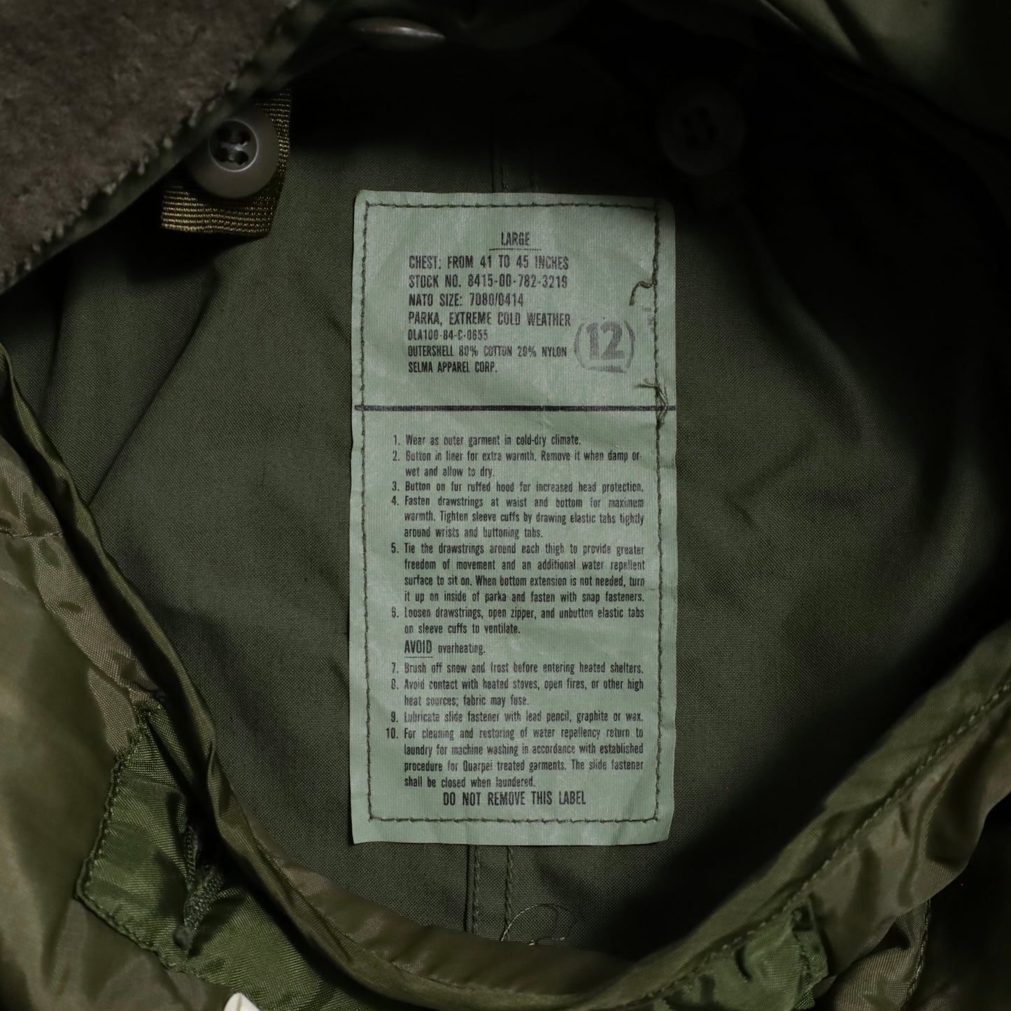 ALMOST DEAD STOCK U.S.ARMY M-65 FIELD PARKA (FULL SET/LARGE)