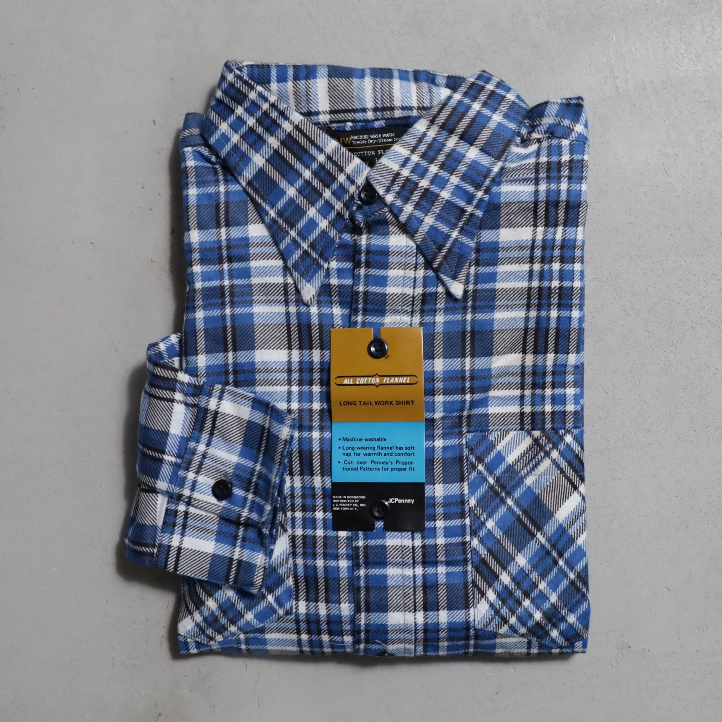 DEAD STOCK JCPENNEY PRINT FLANNEL SHIRT (LARGE 16-16 1/2)