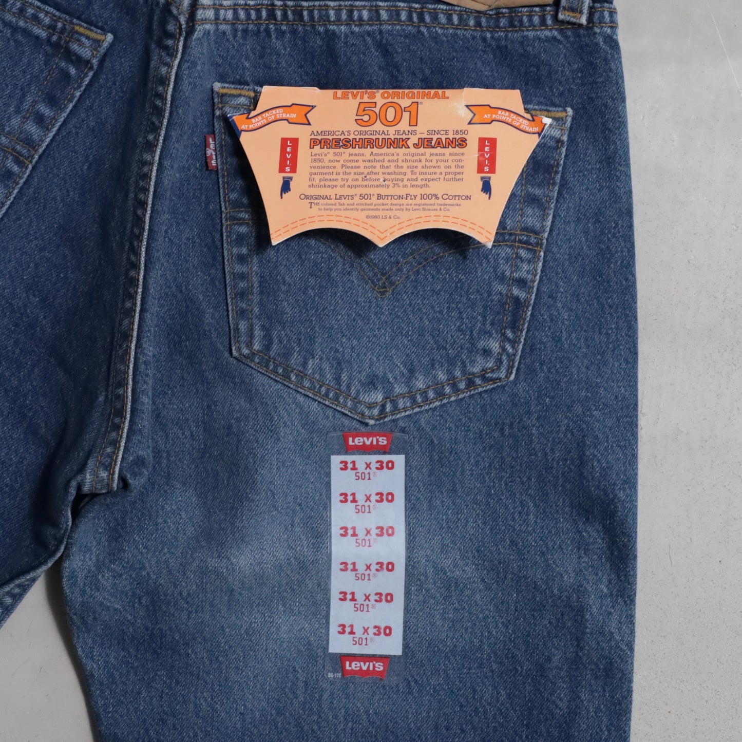 DEAD STOCK LEVI'S 501-0195 WASHED DENIM PANTS (W31/L30)