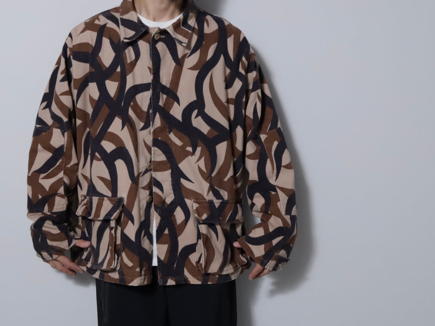 ASAT TRIBAL PATTERN CAMO 2-POCKET JACKET (LARGE-LONG/GOOD CONDITION)