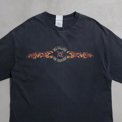 METALLICA "SAN FRANCISCO" MUSIC L/S T-SHIRT (FLAME PATTERN/XLARGE/GOOD CONDITION)