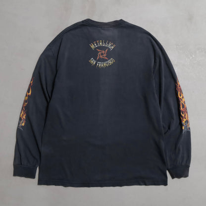 METALLICA "SAN FRANCISCO" MUSIC L/S T-SHIRT (FLAME PATTERN/XLARGE/GOOD CONDITION)