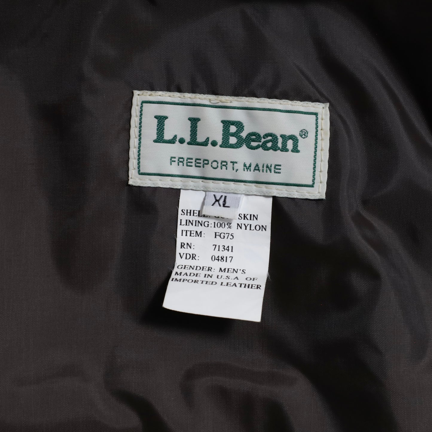 L.L.BEAN GOATSKIN LEATHER JACKET (XLARGE/GOOD CONDITION)