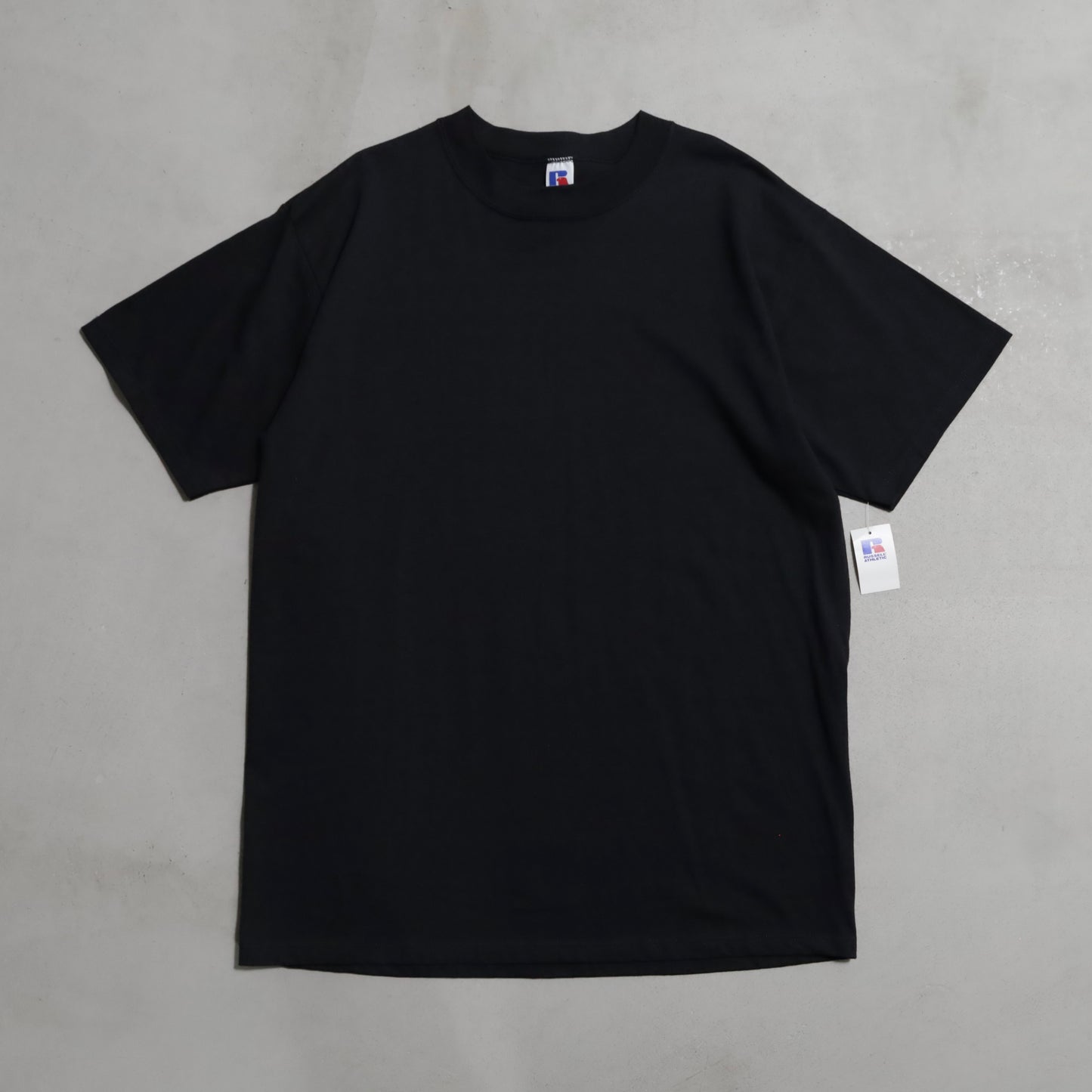 DEAD STOCK RUSSELL BLACK PLAIN T-SHIRT (XLARGE)