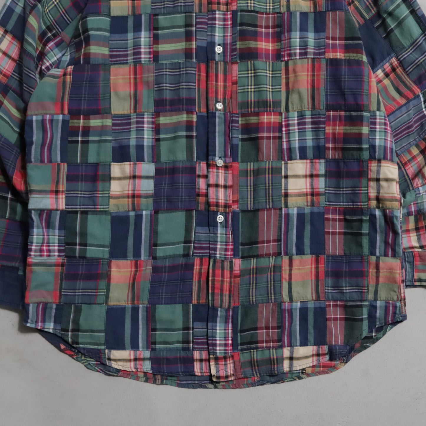 RALPH LAUREN INDIA MADRAS PATCHWORK B.D. SHIRT (LARGE/GOOD CONDITION)